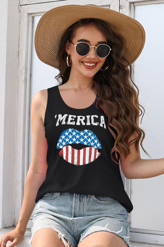 ETCYY Tank Tops for Women Tie-Dyed Workout Yoga Summer Sleeveless Athletic Tops Loose Fit Shirts,American Flag,Large - Image 4